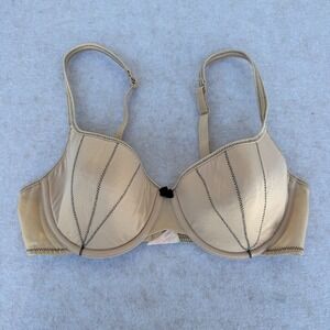 Lily‎ of France 36C Beige Bra Full Coverage Underwire 2101589 Black Detail GUC